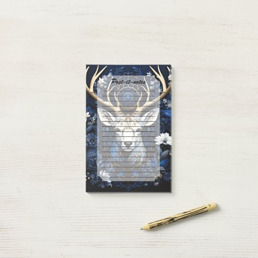 Midnight Celestial Floral Gothic Deer  Post-it® Notes (Op bureau)