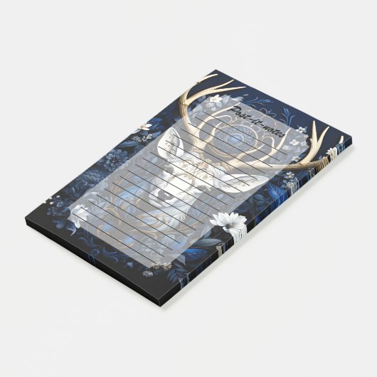 Midnight Celestial Floral Gothic Deer  Post-it® Notes (Schuin)