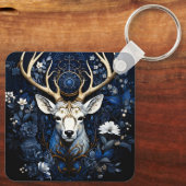 Midnight Celestial Floral Gothic Deer Sleutelhanger (Achterkant)