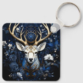 Midnight Celestial Floral Gothic Deer Sleutelhanger (Achterkant)