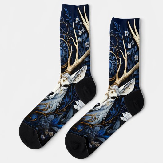 Midnight Celestial Floral Gothic Deer  Sokken (Links)