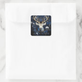 Midnight Celestial Floral Gothic Deer Vierkante Sticker (Tas)