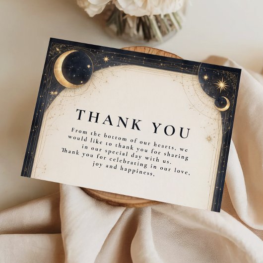 Midnight Celestial Garden Wedding Bedankkaart