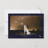 Midnight Celestial Gold Moon Stars Fotobruiloft Bedankkaart (Achterkant)