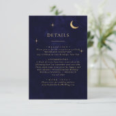 Midnight Celestial Gold Moon Stars Wedding Details Informatiekaartje (Staand voorkant)