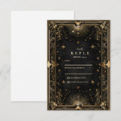Midnight Celestial Luxe Wedding RSVP Kaartje (Voorkant / Achterkant)
