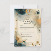 Midnight Celestial Wedding RSVP Kaartje (Voorkant)