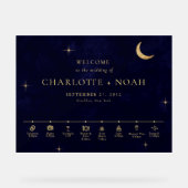 Midnight Celestial Wedding Timeline Welcome Acryl Bord (Voorkant)