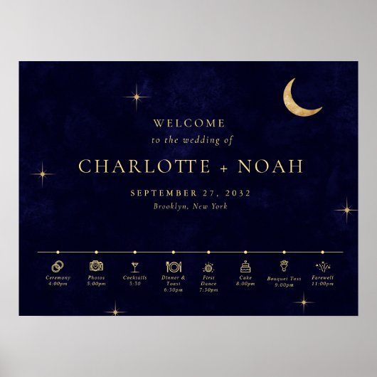 Midnight Celestial Wedding Timeline Welcome Poster (Voorkant)