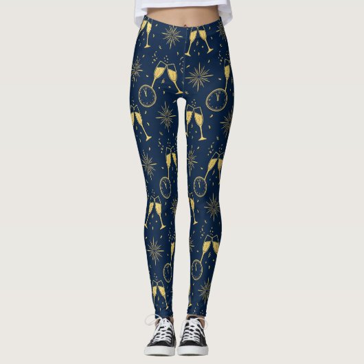 Midnight Champagne Toast New Year's Eve Leggings (Voorkant)