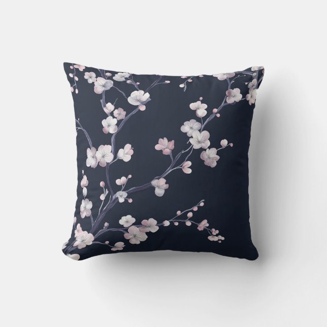 Midnight Cherry Blossom Pillow Kussen (Voorkant)