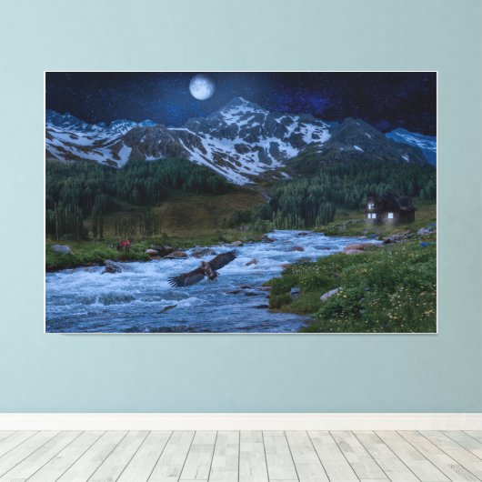 Midnight Chronicle Fantasy Landschap Canvas Afdruk (Insitu (Houten vloer))