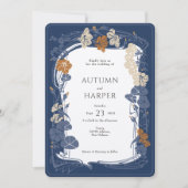 Midnight Classic Blauw Ivoor Bloemen Elegantie Kaart (Voorkant)