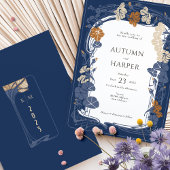 Midnight Classic Blauw Ivoor Bloemen Elegantie Kaart