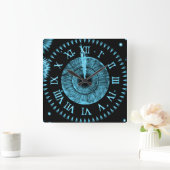 Midnight Clock Light Blue Vierkante Klok (Huis)