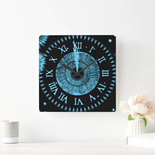 Midnight Clock Light Blue Vierkante Klok (Huis)