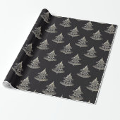 Midnight Collectie Silver Trees op Black Cadeaupapier (Uitgerold)