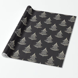 Midnight Collectie Silver Trees op Black Cadeaupapier