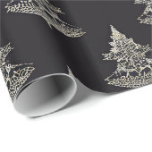 Midnight Collectie Silver Trees op Black Cadeaupapier (Rol Hoek)