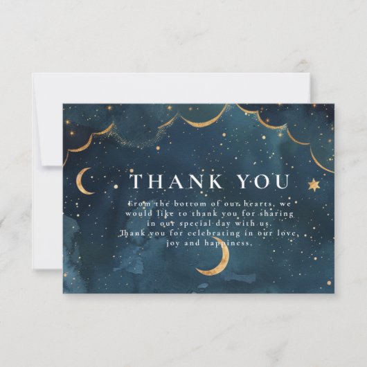 Midnight Constellation Floral Wedding Bedankkaart (Voorkant)
