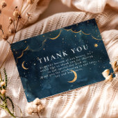 Midnight Constellation Floral Wedding Bedankkaart
