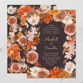 Midnight Cream Floral Bouquet Abundance Wedding Kaart (Voorkant / Achterkant)