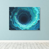 Midnight Currents – 24" x 18" Abstracte Vloeibare  Canvas Afdruk (Insitu (Houten vloer))