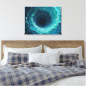 Midnight Currents – 24" x 18" Abstracte Vloeibare  Canvas Afdruk (Insitu (Slaapkamer))
