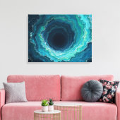 Midnight Currents – 24" x 18" Abstracte Vloeibare  Canvas Afdruk (Insitu (Woonkamer))
