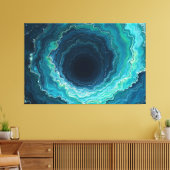 Midnight Currents – 60" x 40" Abstracte Vloeibare Canvas Afdruk (Insitu (Woonkamer))