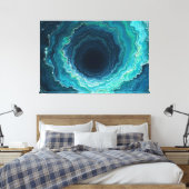 Midnight Currents – 60" x 40" Abstracte Vloeibare Canvas Afdruk (Insitu (Slaapkamer))