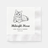 Midnight Custom Cat Drawn Cocktail servetten bruil (Voorkant)