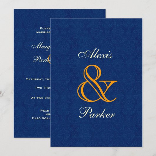 Midnight Damask Wedding R107 Kaart (Voorkant / Achterkant)
