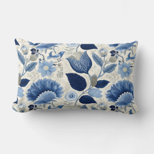 Midnight Delft Garden botanisch blauw Kussen