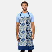 Midnight Delft Garden botanisch blauw Schort (Gedragen)