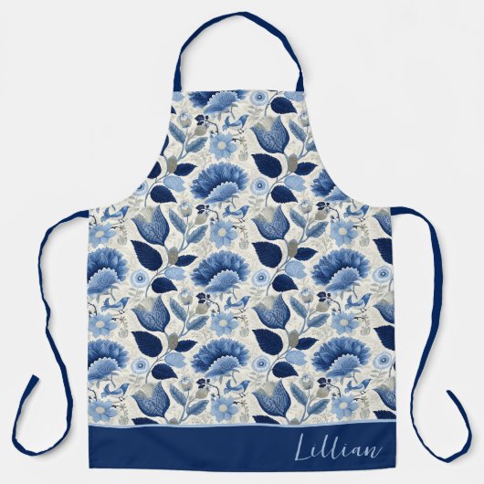 Midnight Delft Garden  botanisch blauw Schort (Voorkant)