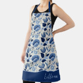 Midnight Delft Garden botanisch blauw Schort (Insitu)