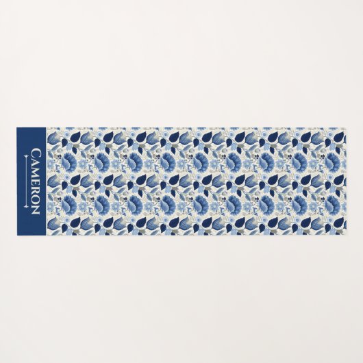 Midnight Delft Garden  botanisch blauw Yogamat (Achterkant (horizontaal))