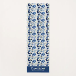 Midnight Delft Garden botanisch blauw Yogamat