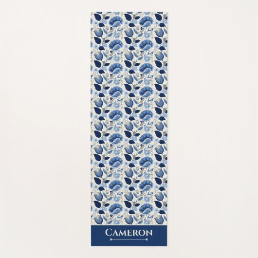 Midnight Delft Garden botanisch blauw Yogamat (Voorkant)