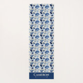 Midnight Delft Garden  botanisch blauw Yogamat (Achterkant)