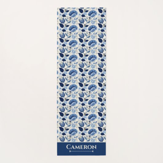 Midnight Delft Garden  botanisch blauw Yogamat (Achterkant)