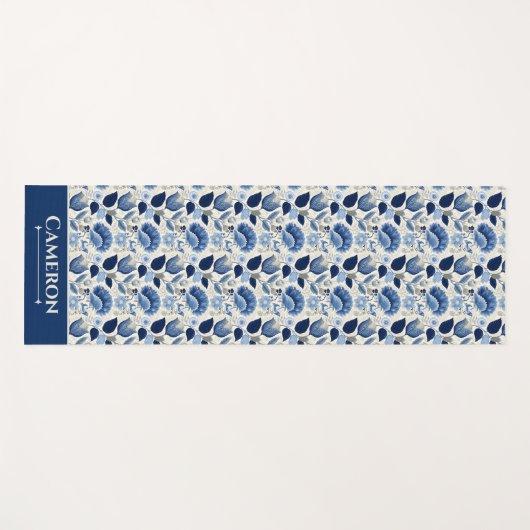 Midnight Delft Garden  botanisch blauw Yogamat (Voorkant (horizontaal))