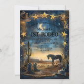 Midnight Desert Cowboy 1st Birthday Rodeo Kaart (Voorkant)
