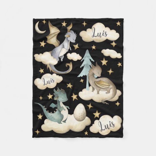 Midnight Dragon Dreams Babydeken Fleece Deken (Voorkant)
