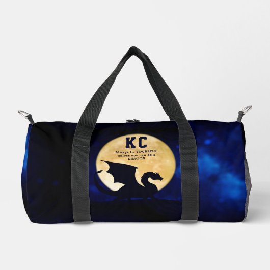 Midnight Dragon Minimalist Initialen terug naar sc Plunjezak (Voorkant)