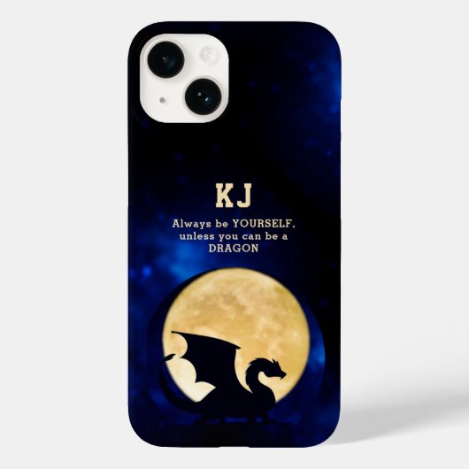 Midnight Dragon Minimalist Initials Back to School Case-Mate iPhone Case (Achterkant)