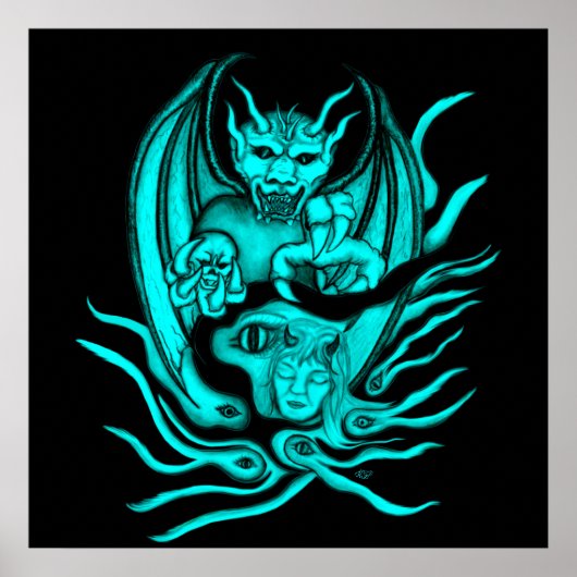 Midnight Dream - duivels in Tattoo-stijl Poster (Voorkant)