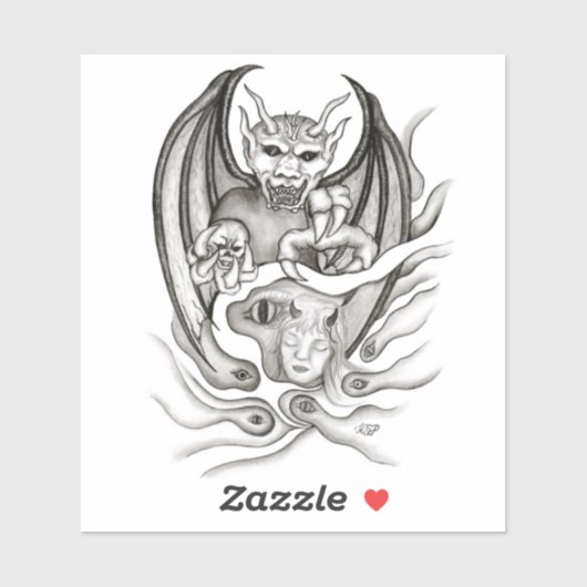 Midnight Dream - duivels in Tattoo-stijl Sticker (Vel)