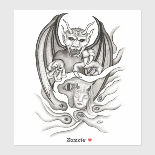 Midnight Dream - duivels in Tattoo-stijl Sticker (Vel)